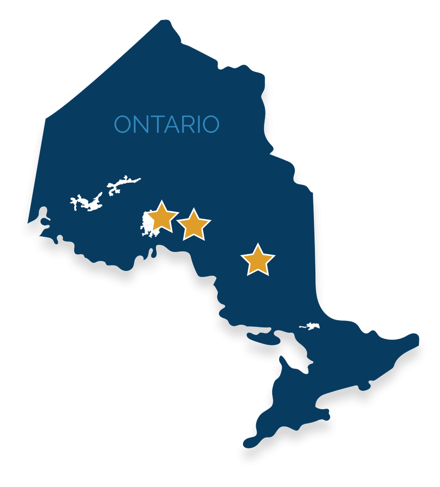 Map of Ontario showing the Oakes Project location